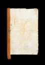 An old book with blank yellow stained pages isolated on black background Royalty Free Stock Photo