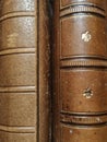 Old book with leather binding, vintage and retro background with ancient books