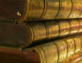 Old book in the light of candles