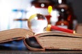 Old Book And Magnifying Glass Royalty Free Stock Photo