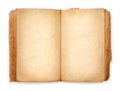 Old book open blank pages, empty yellow paper