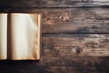 Old book on vintage wooden board, empty book for writing communication messages Royalty Free Stock Photo