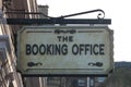 Old Booking Office Sign at a Victorian Railway Station