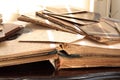 Old books, albums and photos. Royalty Free Stock Photo
