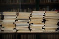 Old books at antiquarian bookstore Royalty Free Stock Photo