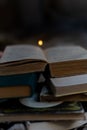 Old books, antique books piling up Royalty Free Stock Photo
