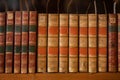 old books background, shelf with books, vintage editions Royalty Free Stock Photo