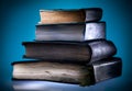 Old books, blue light background