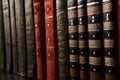 Old books on a bookshelf as abstract background. Vintage books Royalty Free Stock Photo