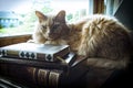 Old Books Cat Royalty Free Stock Photo