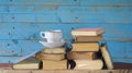 Old books and cup of coffee Royalty Free Stock Photo