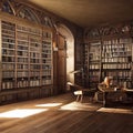 Old books in the empty Library