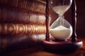 Old books and hourglass Royalty Free Stock Photo