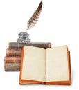 Old books and inkstand Royalty Free Stock Photo