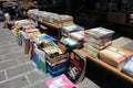 Old books and magazines for sale at street market in the center of Athens