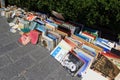 Old books and magazines for sale at street market in the center of Athens