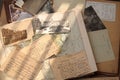 Old books, postcards and letters. Royalty Free Stock Photo