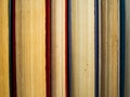 The old books put in a row. Several books with the grown old sheets. The turned yellow pages of paper books Royalty Free Stock Photo