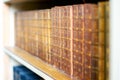 Old books on the shelf in the library