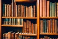 Old books on the shelves of a library. Royalty Free Stock Photo