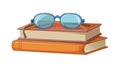 Old Books Stack with Retro Reading Glasses, vector design Generative AI Royalty Free Stock Photo
