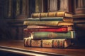 Old books stack vintage. Generate Ai