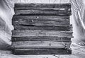 Old books stacked on dirty white cloth Royalty Free Stock Photo