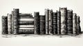 Old books stacked. Illustration.