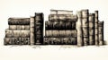 Old books stacked. Illustration.