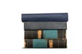 Old books stacked together,isolated on white backgeound with clipping path Royalty Free Stock Photo