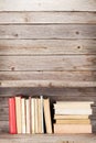 Old books on a wooden shelf Royalty Free Stock Photo
