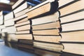 Old books on wooden shelf Royalty Free Stock Photo