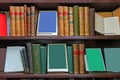 Old books on wooden shelves Royalty Free Stock Photo