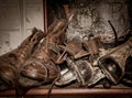 Old Boots and Ice skates Royalty Free Stock Photo