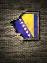 Old Bosnia and Herzegovina flag in brick wall Royalty Free Stock Photo