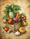 Old botanical hyper-detailed illustration, pattern design, AI generated