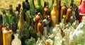 Old bottles. Colorful glass bottles