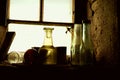 Old Bottles On Windowsill