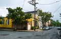 Old Bourbon Street, New Orleans, Louisiana. Old houses in the French Quarter of New Orleans Royalty Free Stock Photo