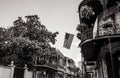 Old Bourbon Street, New Orleans, Louisiana. Old houses in the French Quarter of New Orleans Royalty Free Stock Photo