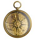 Old brass or antique bronze compass isolated