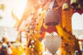 Old Brass Bell in Thailand temple. Royalty Free Stock Photo