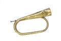 Old brass bugle isolated