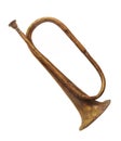 Old brass bugle isolated. Royalty Free Stock Photo