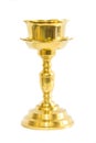 Old brass candlestick on white background Royalty Free Stock Photo