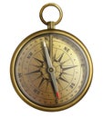 Old brass compass, realistic illustration isolated