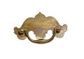 Old Brass drawer handle with plate Royalty Free Stock Photo