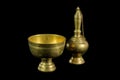 Old brass ewer container pour water, Buddhism Royalty Free Stock Photo