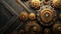 old brass gears metal background in the steam punk style Royalty Free Stock Photo