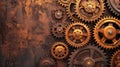 old brass gears metal background in the steam punk style Royalty Free Stock Photo